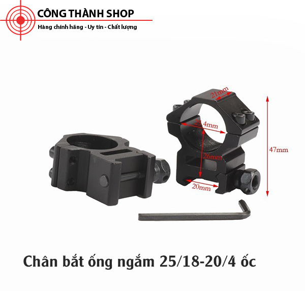 Chân bắt ống ngắm phi 25 rãnh 20 4 cao