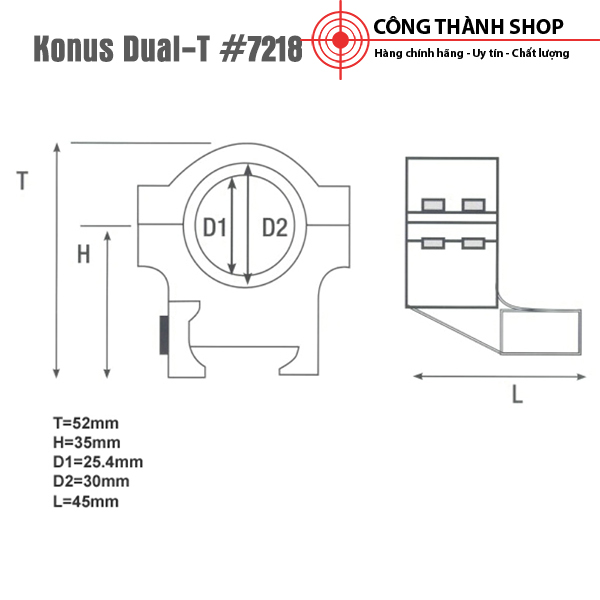 Chân gắn ống ngắm 2530-18 Konus 7218